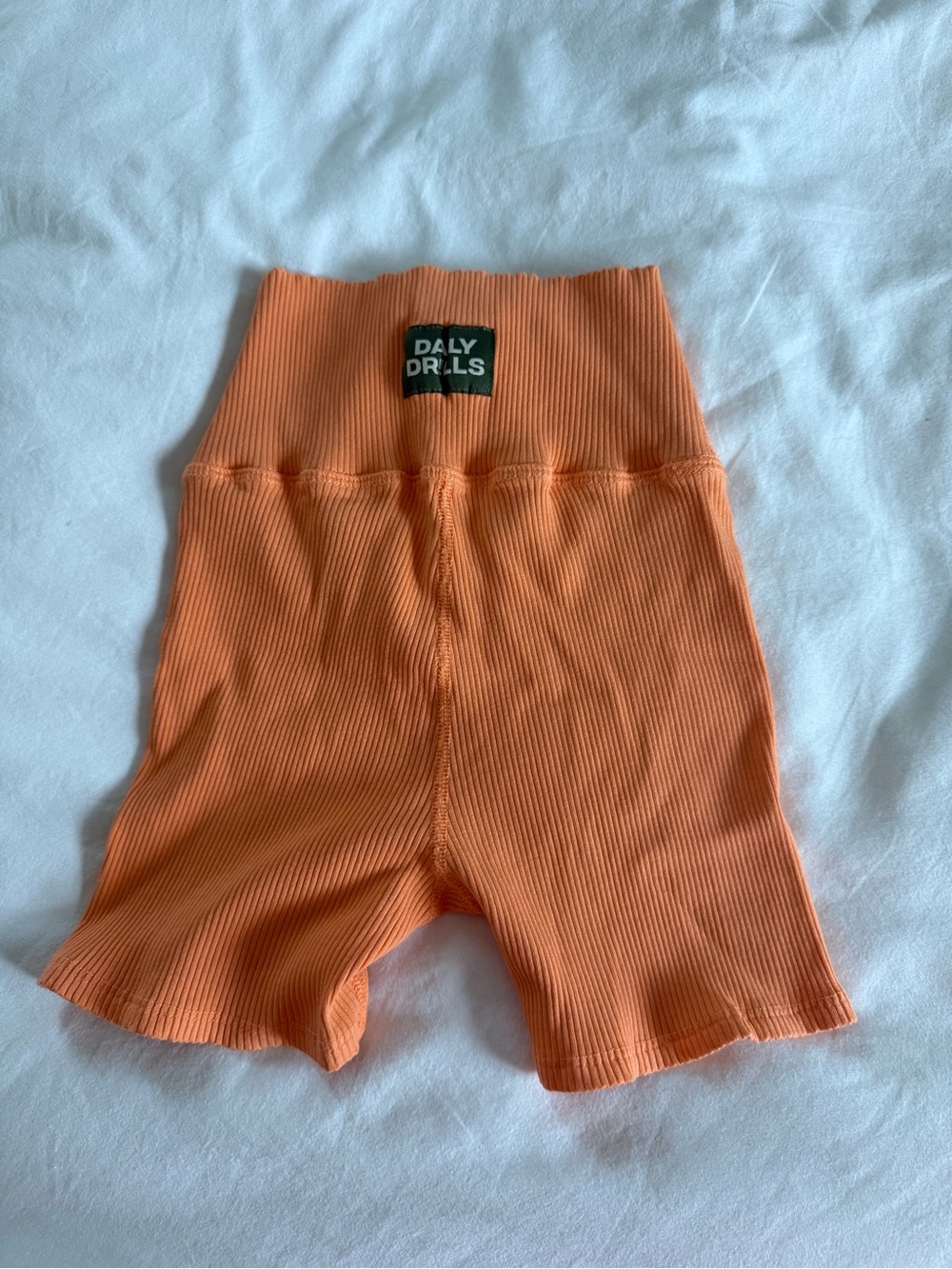 Daily Drills Kids Orange Ribbed High-Waist Bike Shorts